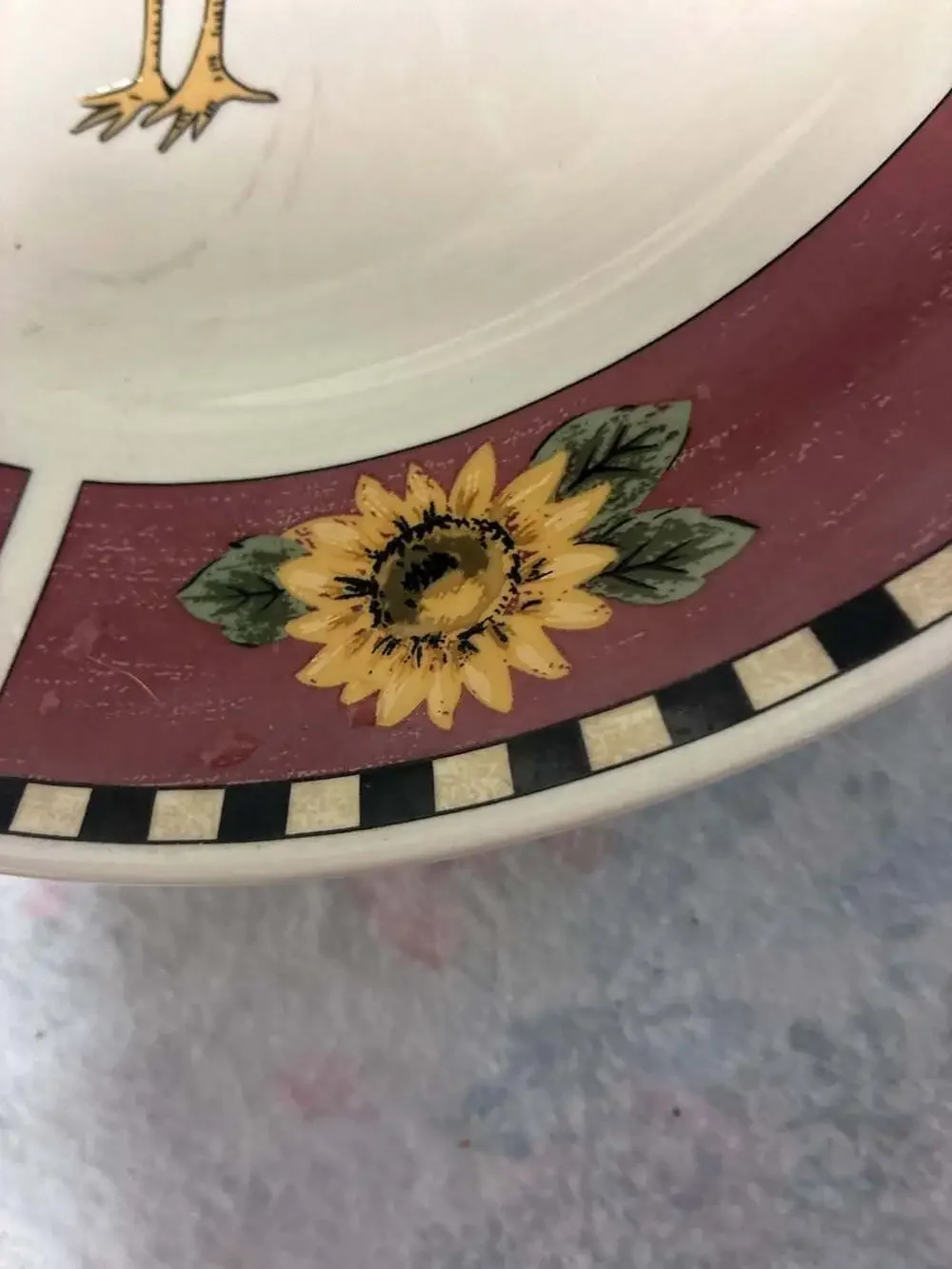 Gibson Everyday Brewster Rooster Dinner Plate Sunflower Country Farmhouse
